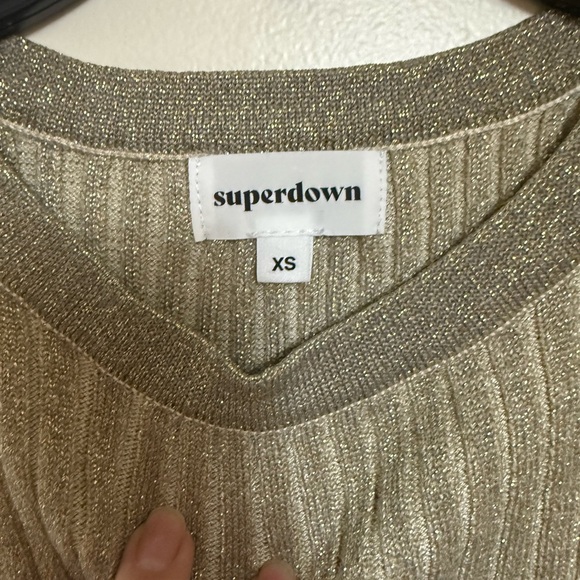 Superdown Metallic Gold Ribbed Tank Top - Picture 2 of 2